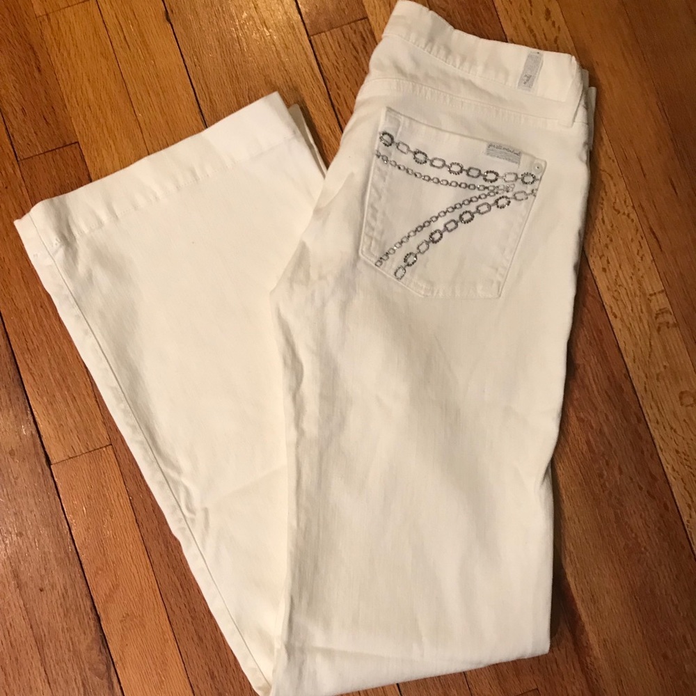 7 for All Mankind White Flare Jeans